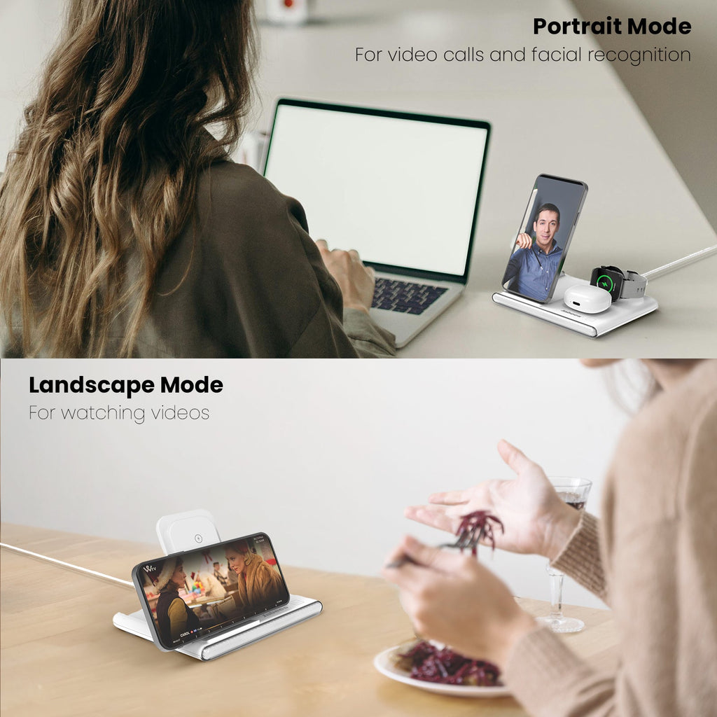 GearTick 4-in-1 Foldable Wireless Charging Station – iPhone, Apple Watch, AirPods & More with LED Night Light (2 Colors)