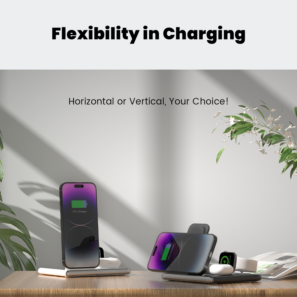 GearTick 4-in-1 Foldable Wireless Charging Station – iPhone, Apple Watch, AirPods & More with LED Night Light (2 Colors)