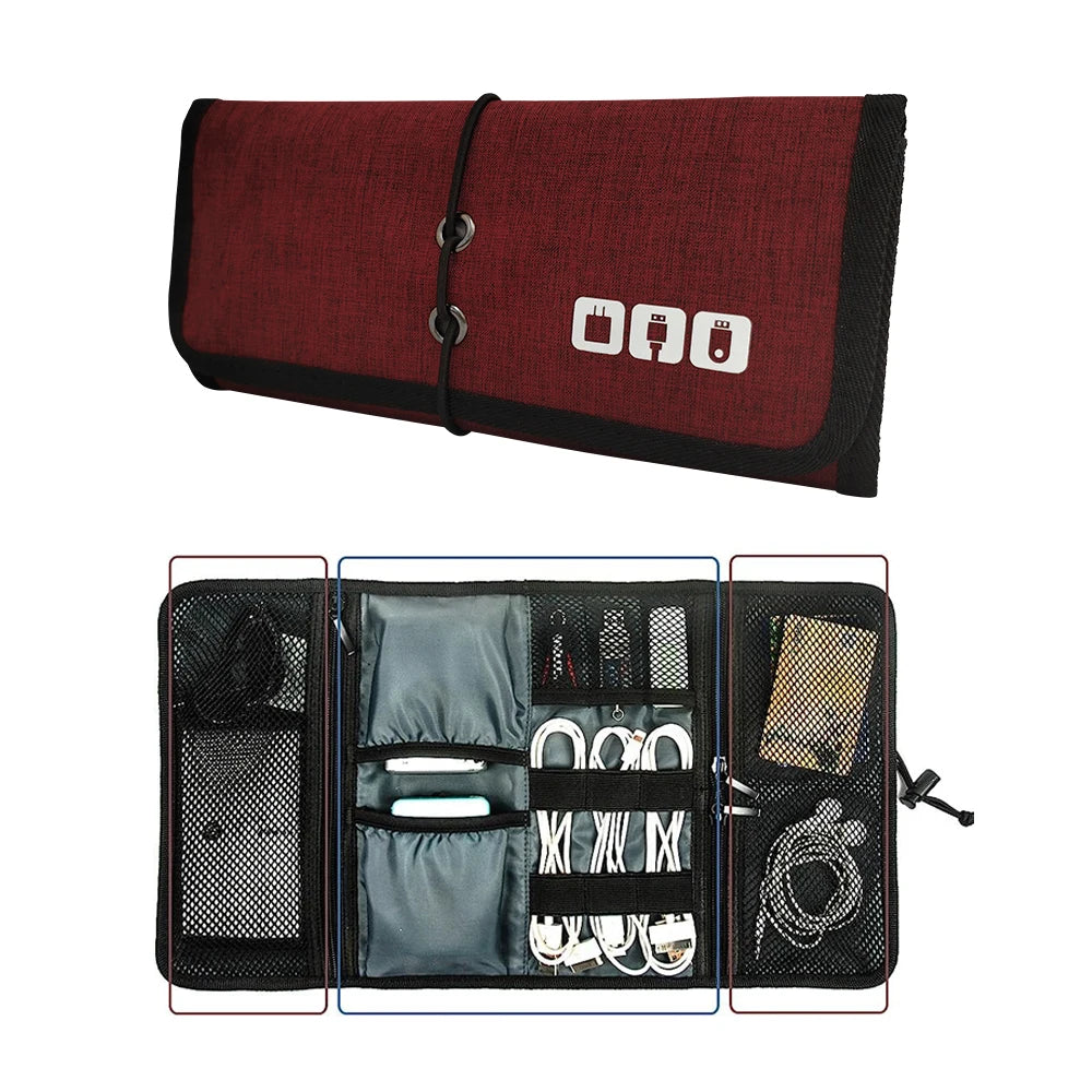 GearTick Cable Roll Organizer – Portable Tech Cord Pouch for USB Cables, Chargers & Phone Accessories
