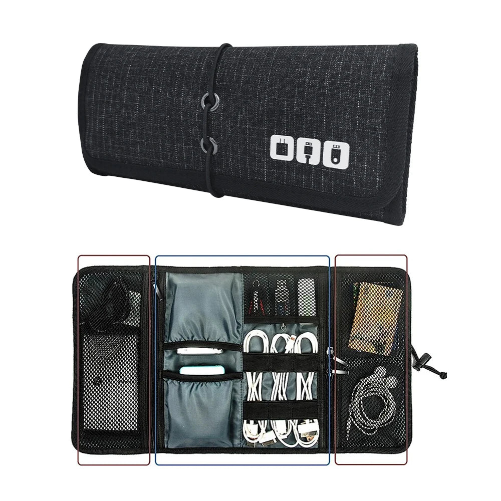 GearTick Cable Roll Organizer – Portable Tech Cord Pouch for USB Cables, Chargers & Phone Accessories