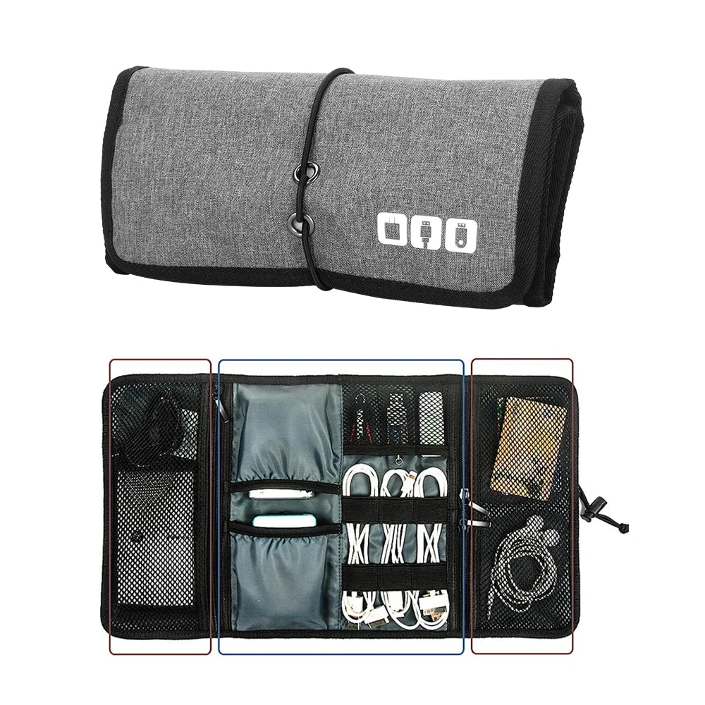 GearTick Cable Roll Organizer – Portable Tech Cord Pouch for USB Cables, Chargers & Phone Accessories