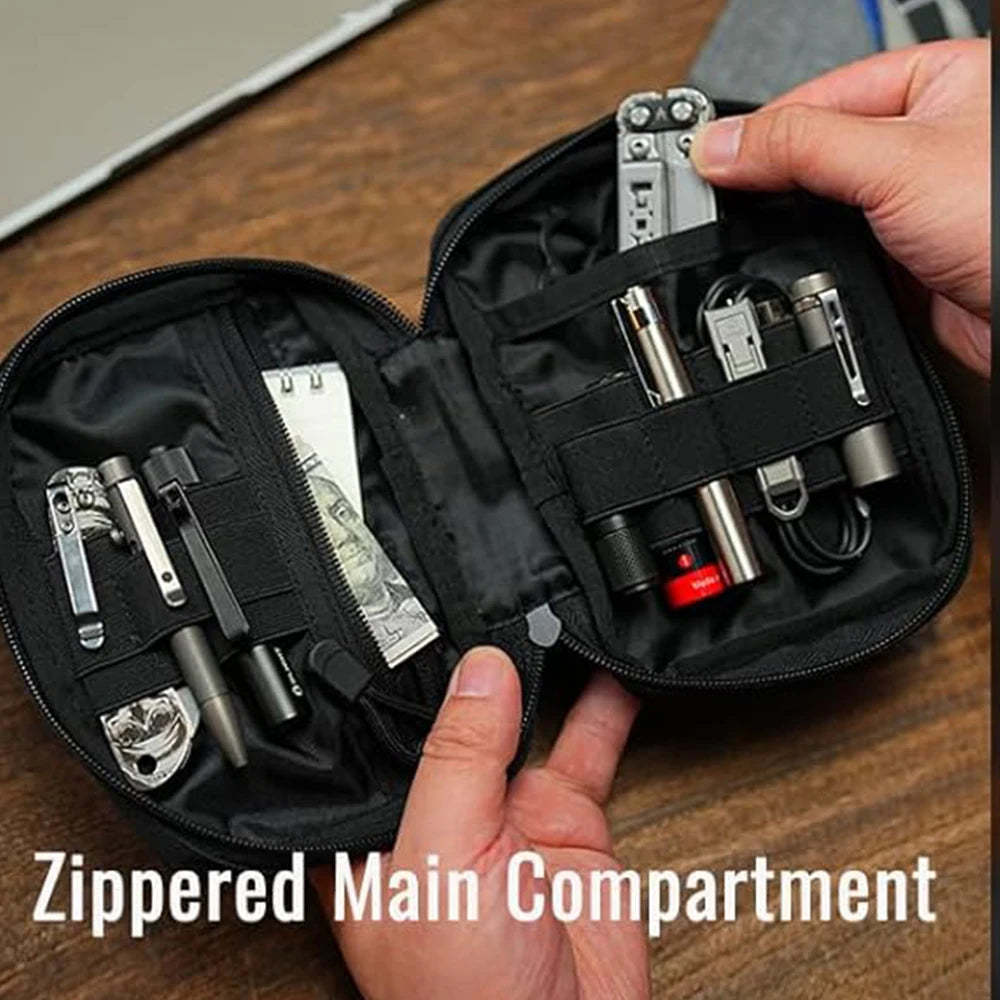 GearTick EDC Organizer Pouch – 6-Pocket Zippered Utility Bag for Multitools, Flashlights & Everyday Carry Gear