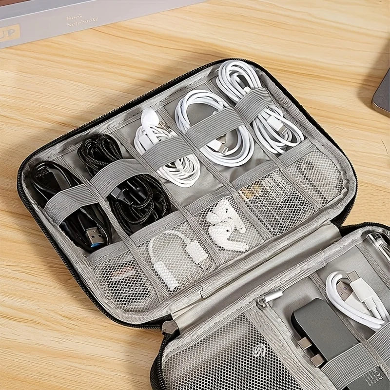 GearTick Multi-Function Travel Charger Bag – Earphone & USB Drive Organizer for On-the-Go