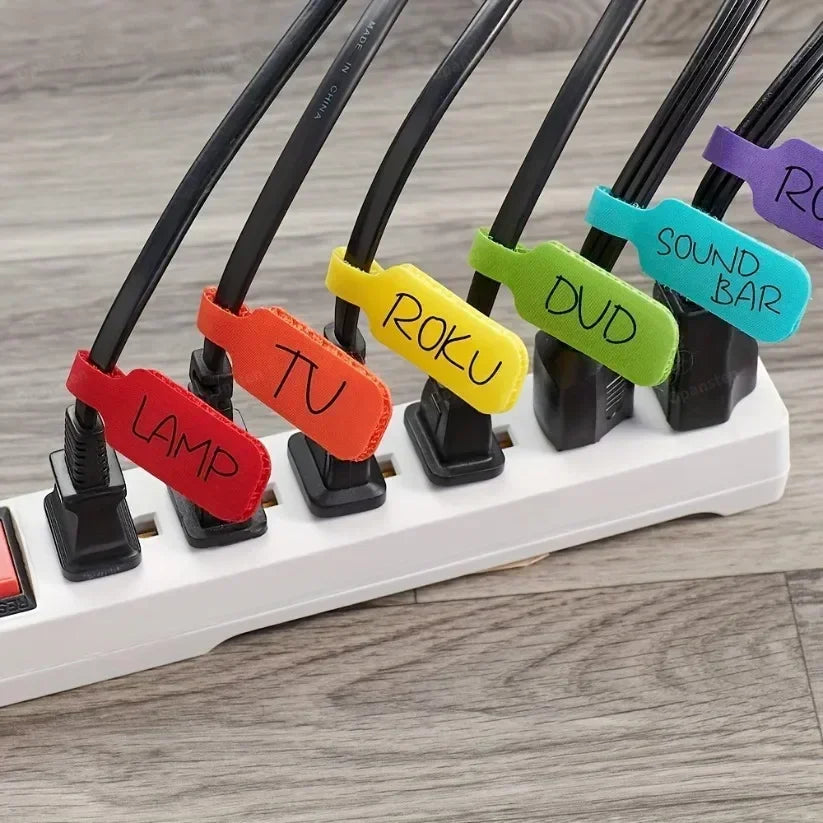 GearTick Cable Label Ties – 32-Pack Multicolor Write-On Cord Organizer Labels for Cable Management
