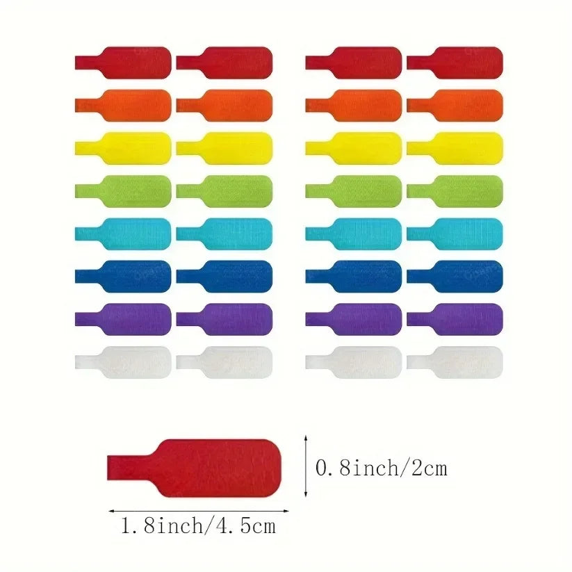 GearTick Cable Label Ties – 32-Pack Multicolor Write-On Cord Organizer Labels for Cable Management