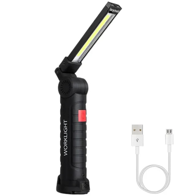 GearTick COB LED Work Light – USB Rechargeable Magnetic Flashlight & Camping Lantern with Built-in Battery
