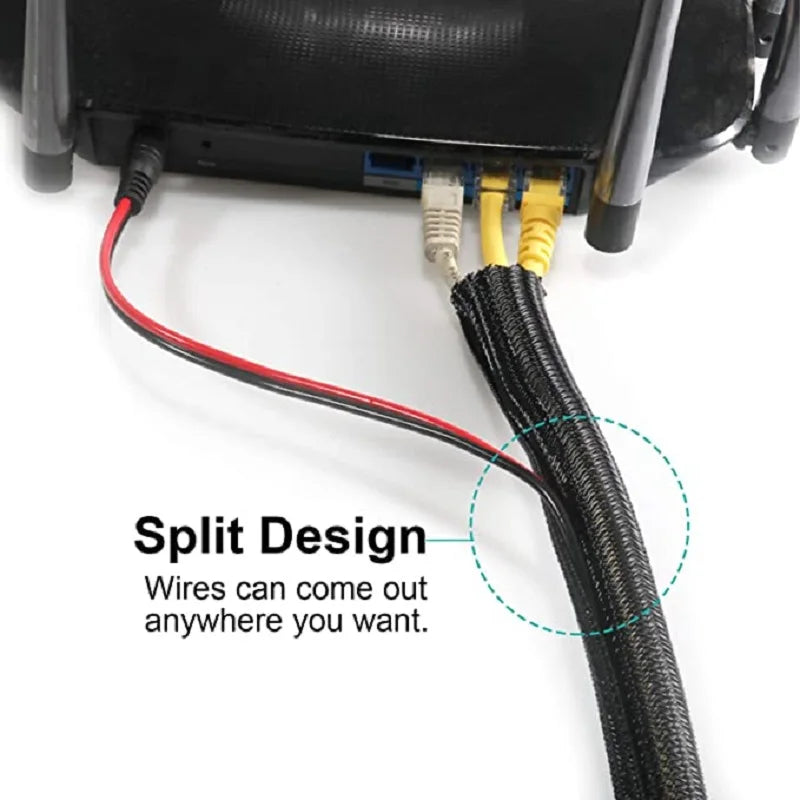 GearTick Braided Cable Sleeve – PET Nylon Wire Organizer for Desk, PC & TV Cable Management (1M, 3M, 5M)