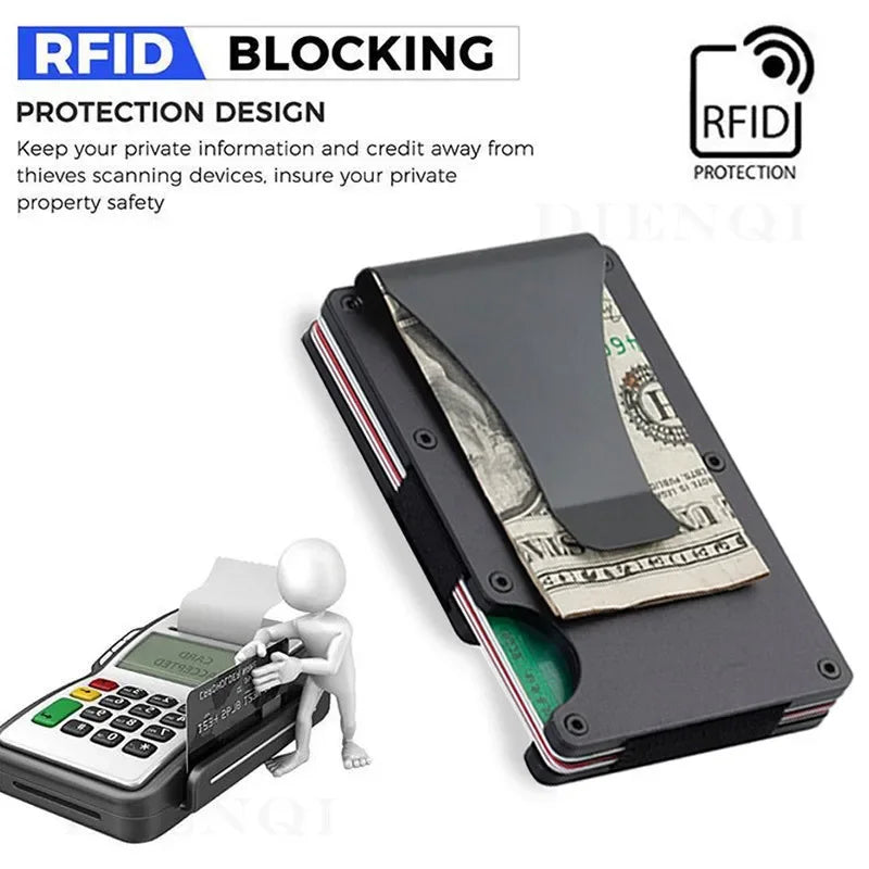GearTick RFID Blocking Minimalist Wallet – Slim Metal Front Pocket Wallet with Money Clip (Unisex)