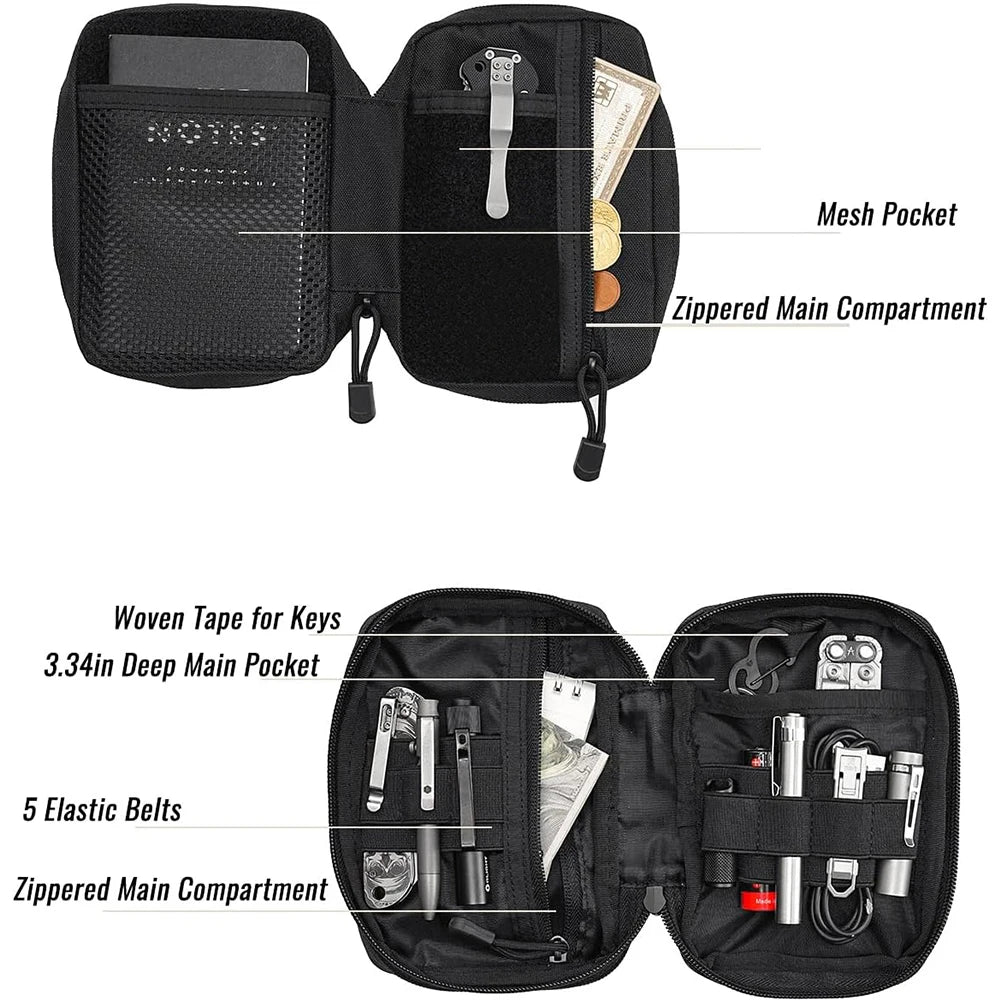 GearTick EDC Organizer Pouch – 6-Pocket Zippered Utility Bag for Multitools, Flashlights & Everyday Carry Gear