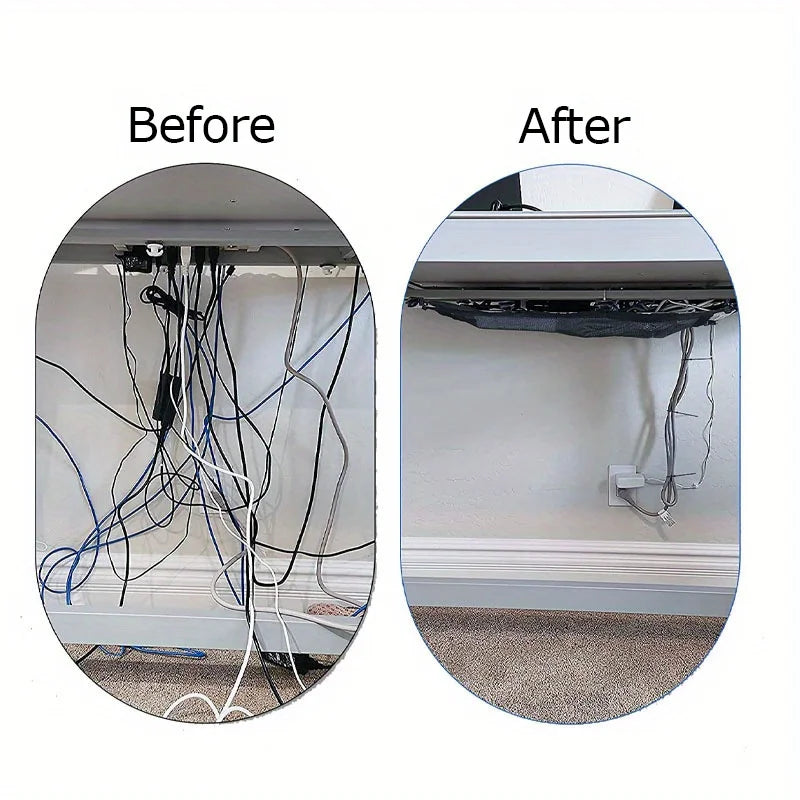 GearTick Under-Desk Cable Management Tray – Mesh Wire Organizer for Home Office & Gaming Setups