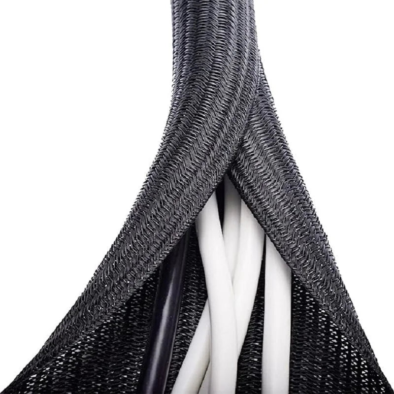 GearTick Braided Cable Sleeve – PET Nylon Wire Organizer for Desk, PC & TV Cable Management (1M, 3M, 5M)