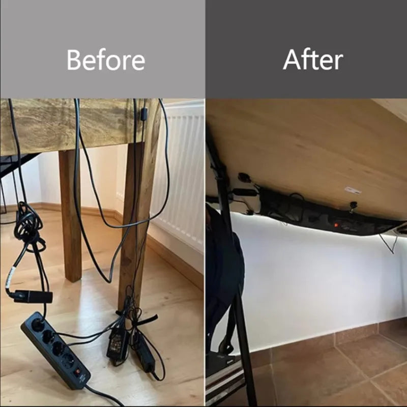 GearTick Under-Desk Cable Management Tray – Mesh Wire Organizer for Home Office & Gaming Setups