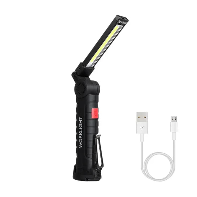 GearTick COB LED Work Light – USB Rechargeable Magnetic Flashlight & Camping Lantern with Built-in Battery
