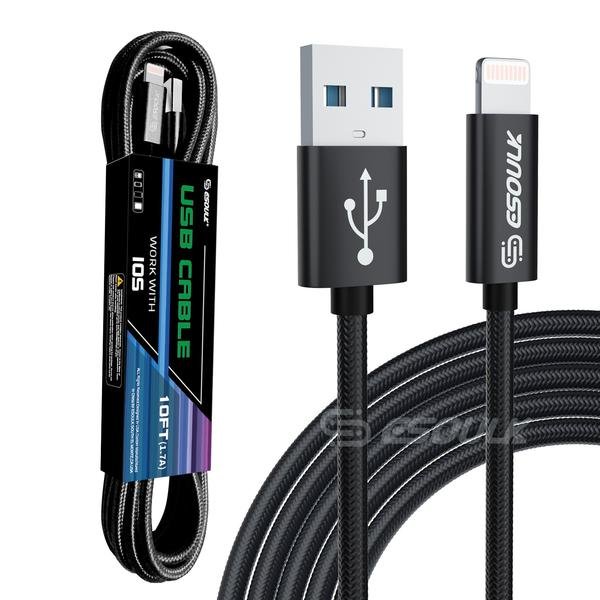 GearTick 10FT Braided Lightning Cable – Fast Charge & Sync for iPhone XS, XR, X & 8 (5 Colors)